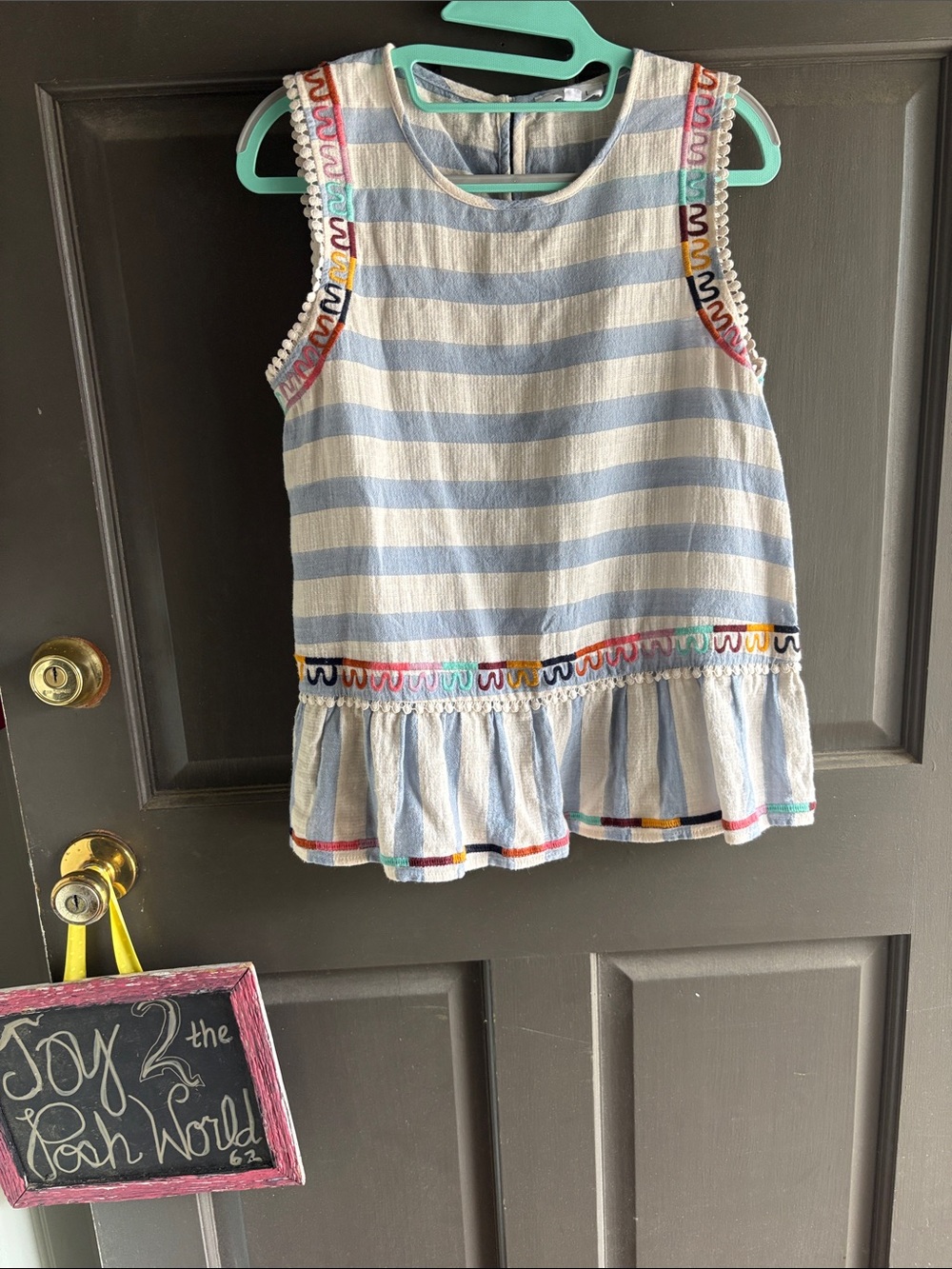 Striped Ruffled Tank Top with Multicolor Trim TMHL. GUC